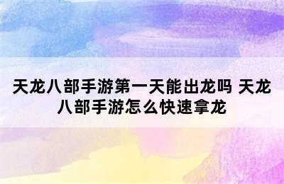 天龙八部手游第一天能出龙吗 天龙八部手游怎么快速拿龙